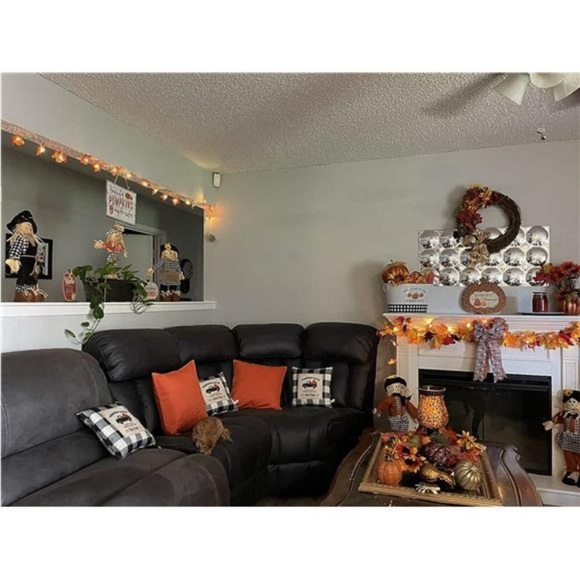 (4PC) Autumn Fall Halloween Thanksgiving Orange Cotton Pillow Covers Case Decor - Picture 4 of 5